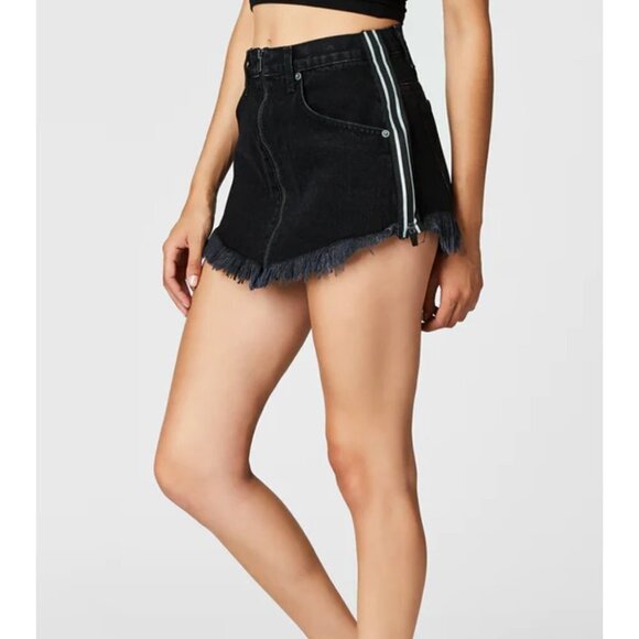 CARMAR Black Beatrice Zip Front Skirt with Reflective Side Zipper size 26 - Picture 2 of 8